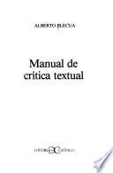 Libro Manual de crítica textual